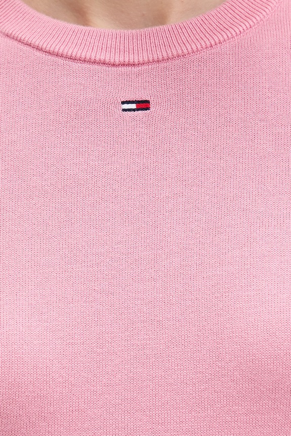 Βαμβακερό πουλόβερ Tommy Jeans DW0DW20159 ροζ