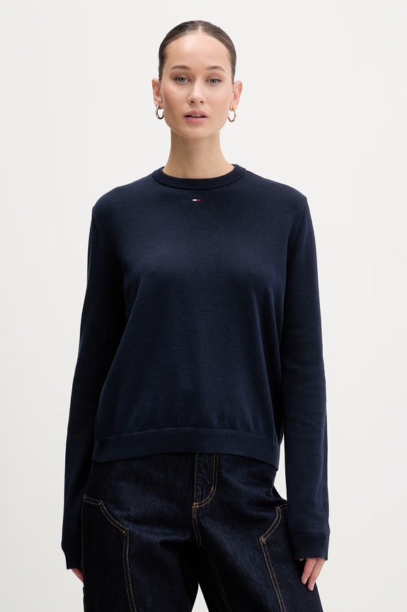 Tommy Jeans pulover de bumbac subtiri bleumarin DW0DW20159