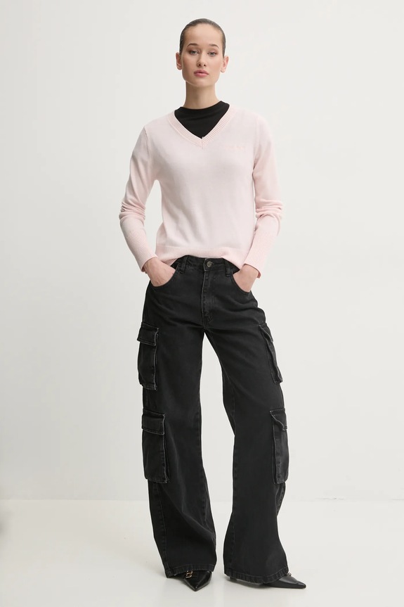 Guess Jeans sweter z domieszką jedwabiu W4BR84.Z3HO2 różowy SS25