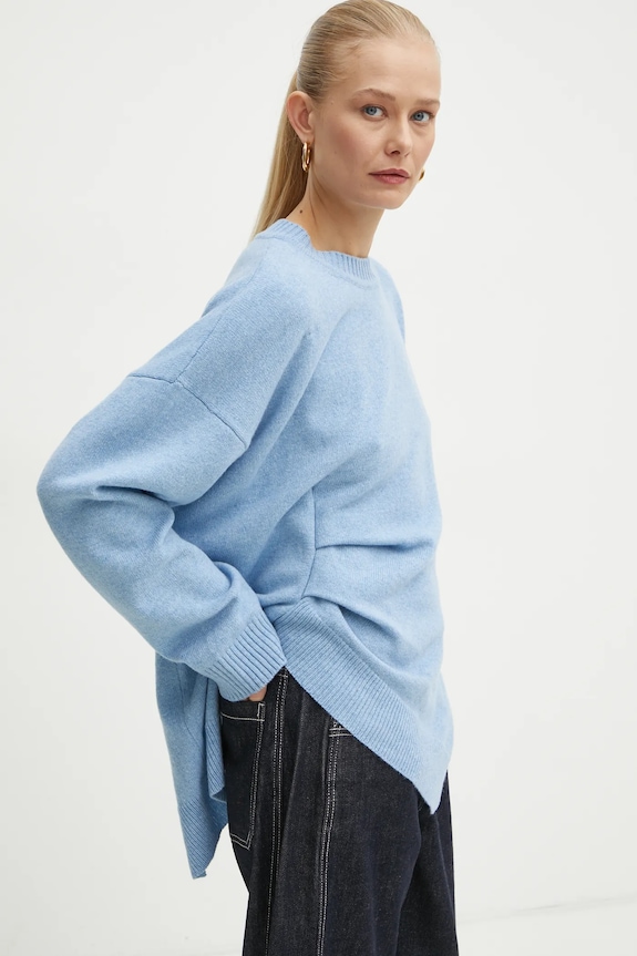Victoria Beckham pulover de lână albastru 1125KJU006045A