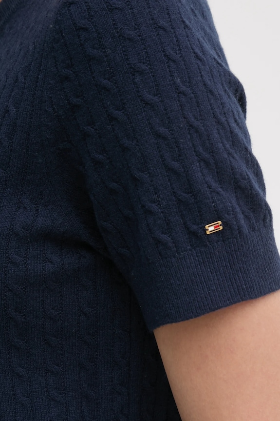 Vuneni kardigan Tommy Hilfiger WW0WW43958 mornarsko plava