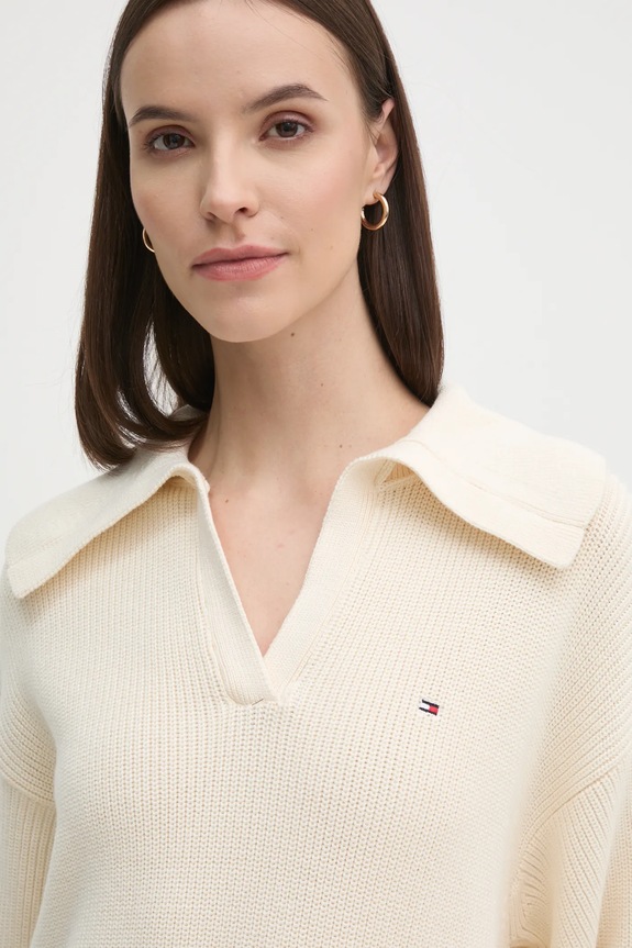 Πουλόβερ Tommy Hilfiger μπεζ WW0WW44451