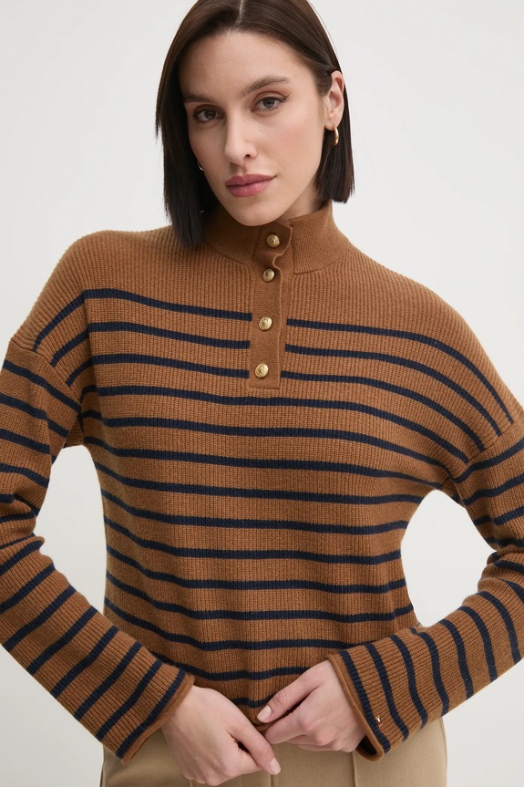 Vlnený sveter Tommy Hilfiger béžová WW0WW44981