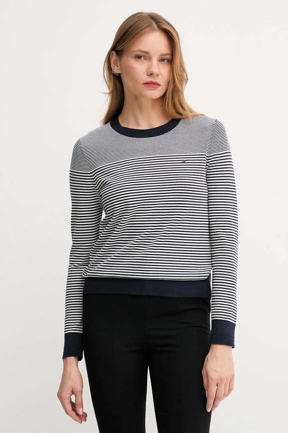 Sveter Tommy Hilfiger okrúhly tmavomodrá WW0WW44984