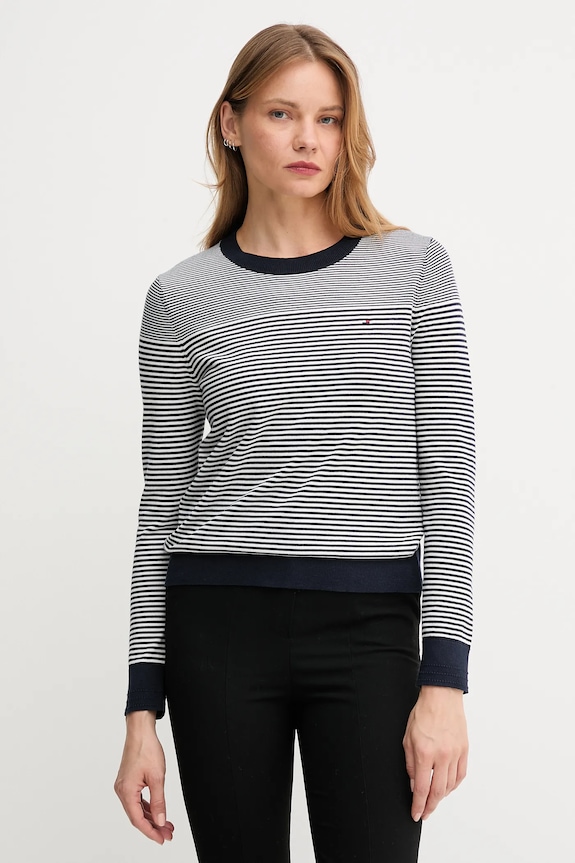 Sveter Tommy Hilfiger okrúhly tmavomodrá WW0WW44984