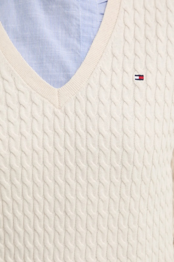 Βαμβακερό πουλόβερ Tommy Hilfiger WW0WW44987 μπεζ