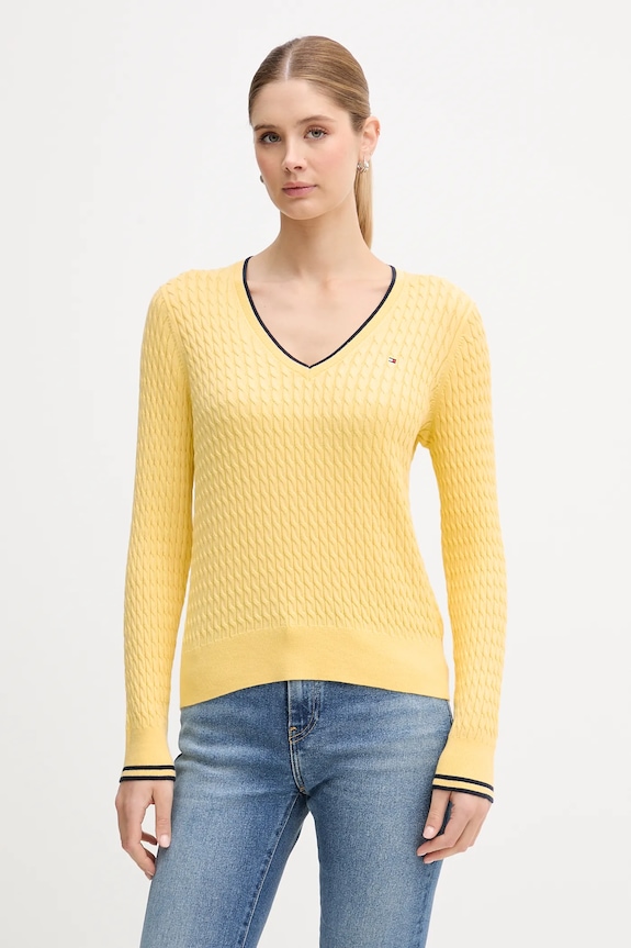 Bavlnený sveter Tommy Hilfiger bavlna žltá WW0WW44987