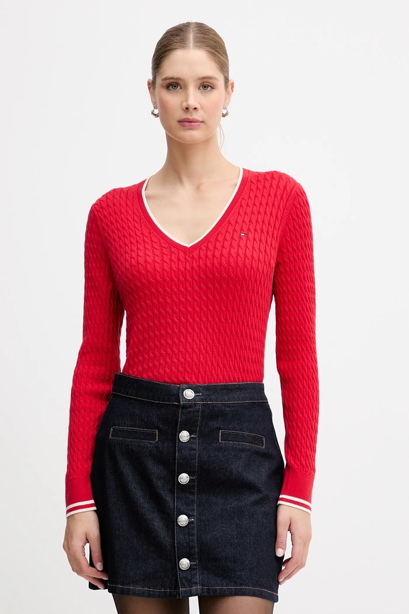 Tommy Hilfiger pulover de bumbac rosu WW0WW44987