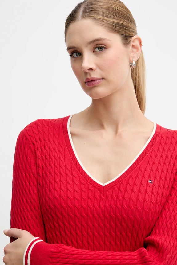 Tommy Hilfiger pulover de bumbac rosu WW0WW44987