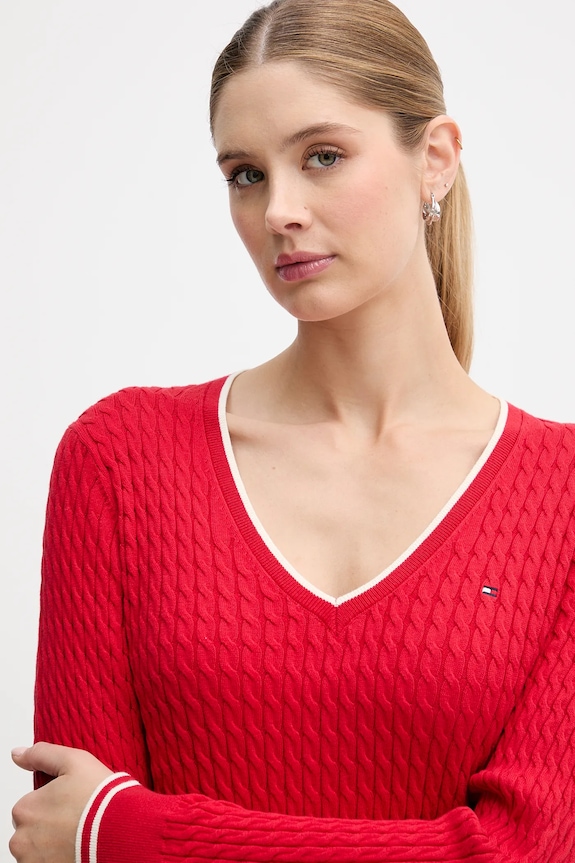 Bavlnený sveter Tommy Hilfiger červená WW0WW44987