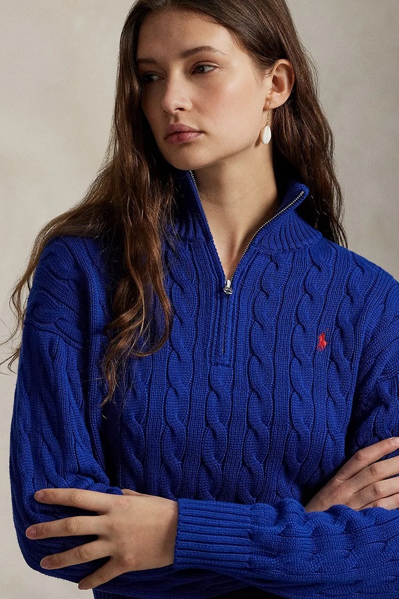 Polo Ralph Lauren sweter damski bawełniany niebieski 211963467