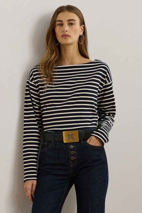 Lauren Ralph Lauren sweter bawełniany wzorzyste granatowy 200957604