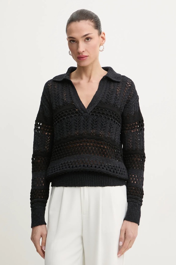 Pinko maglione in seta scollo a V blu navy 104946.A2FP