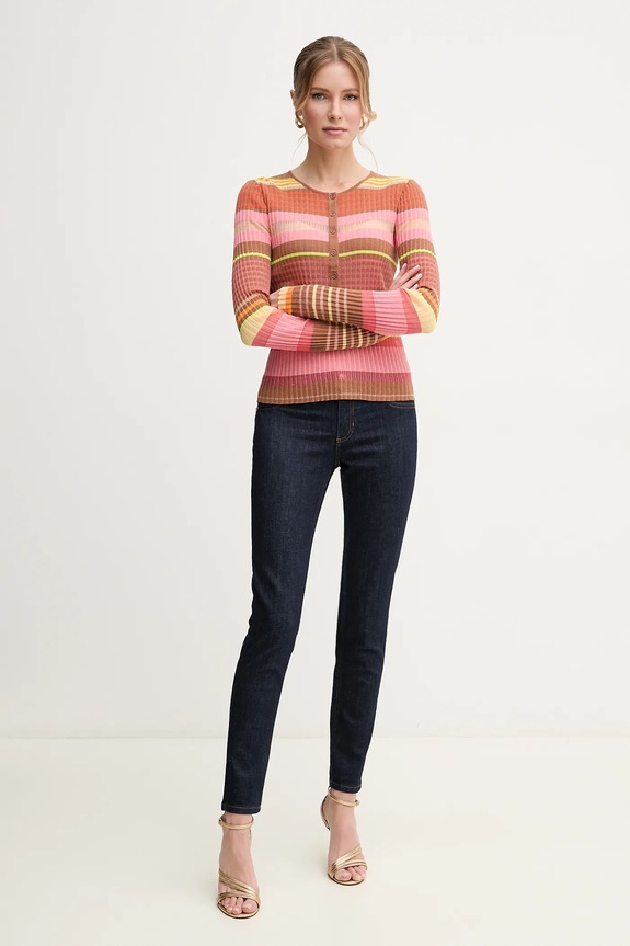 Pinko sweter z domieszką lnu 104637.A2E8 brązowy SS25