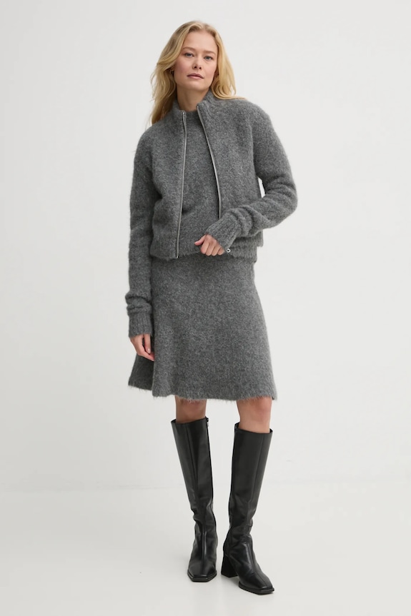 Samsoe Samsoe gyapjú kardigán SAJEANNE F24400072 szürke SS25