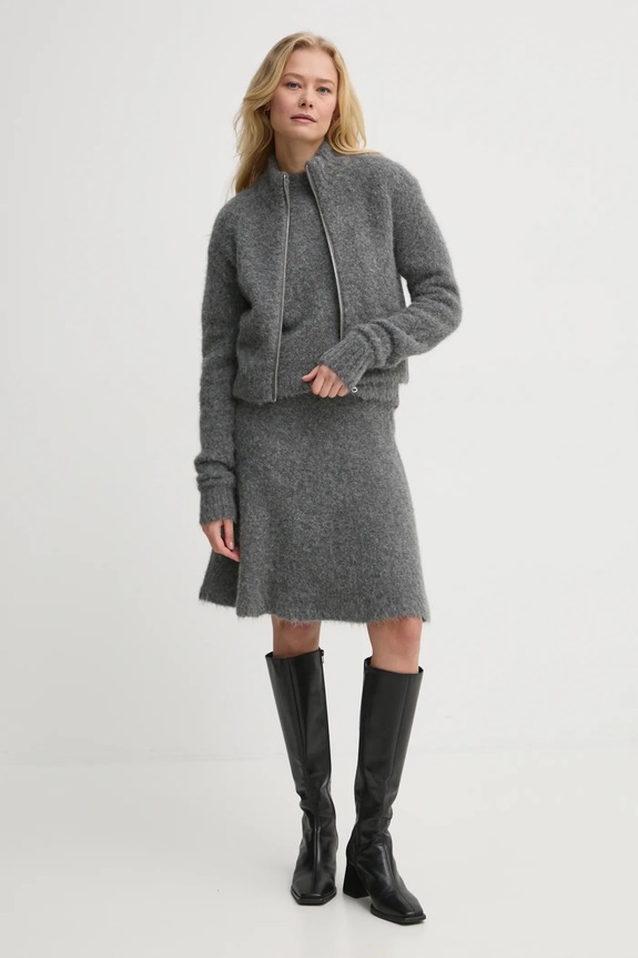 Samsoe Samsoe gyapjú kardigán SAJEANNE F24400072 szürke SS25