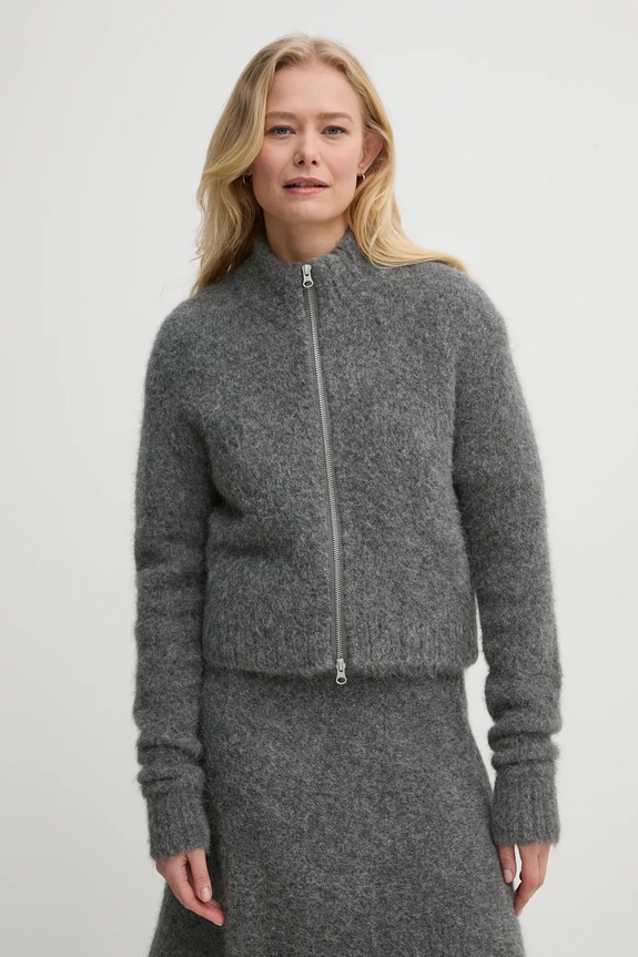 Samsoe Samsoe gyapjú kardigán SAJEANNE szürke F24400072