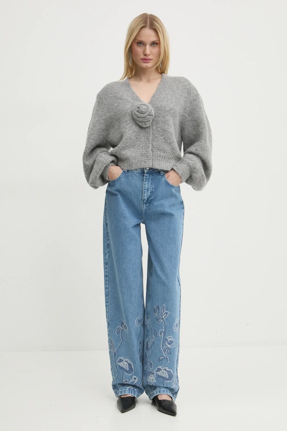 Rotate woolen cardigan 1140161249 gray SS25