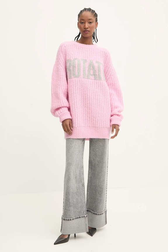 Rotate sweter wełniany 1141291485 różowy SS25