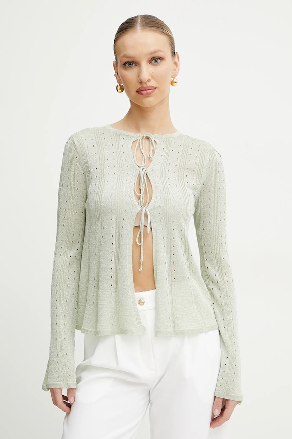 Twinset cardigan a maglia fine verde 251TT3181