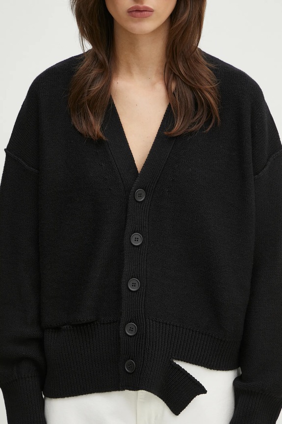 MM6 Maison Margiela kardigan wełniany czarny S52HP0026