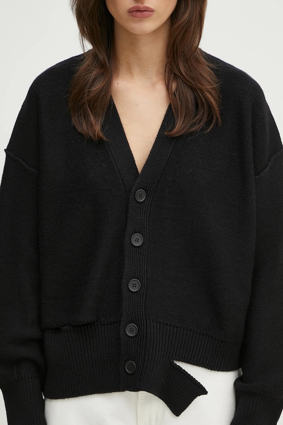 MM6 Maison Margiela kardigan wełniany czarny S52HP0026