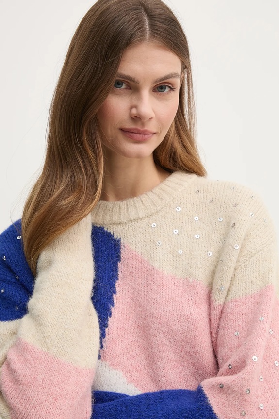 Pepe Jeans sweter z domieszką wełny NORA PL702238 beżowy