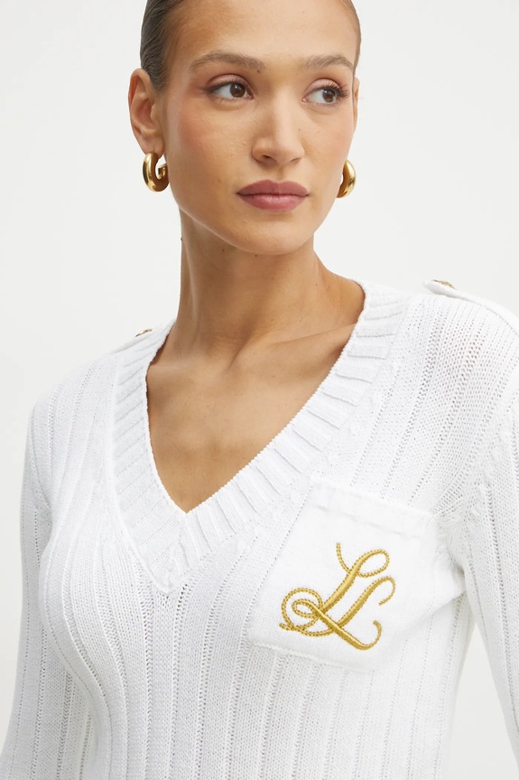 Pamučni pulover Luisa Spagnoli bijela 58581