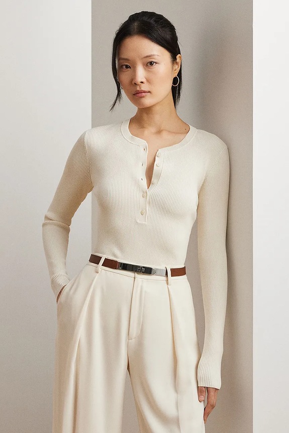 Lauren Ralph Lauren pulóver sima bézs 200963629