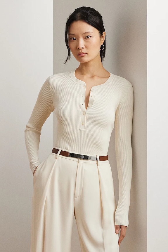 Lauren Ralph Lauren pulóver sima bézs 200963629