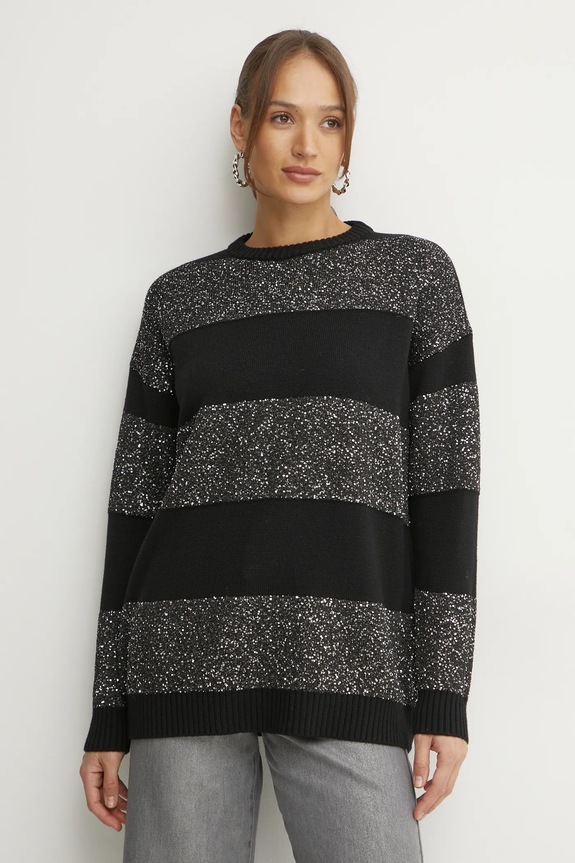 MAX&Co. sweter wełniany okrągły czarny 2516361121200