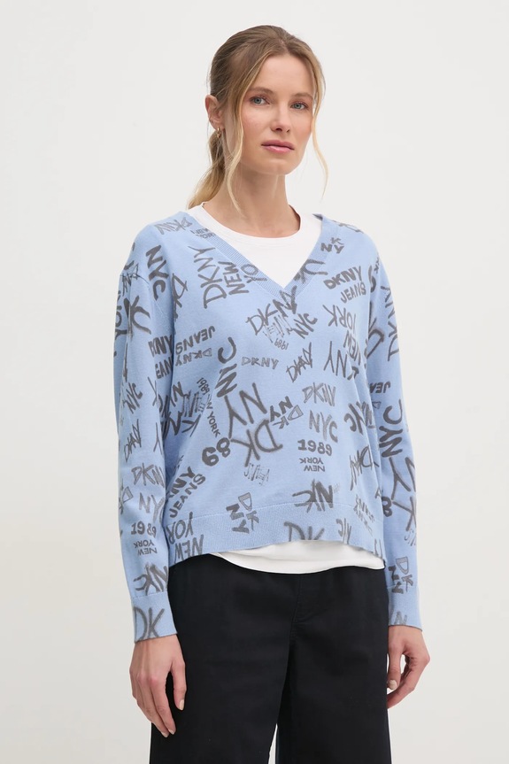Svetr Dkny V výstřih modrá DJ4R0470