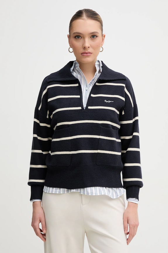 Pepe Jeans pulover PRISCILLA subtiri bleumarin PL702272