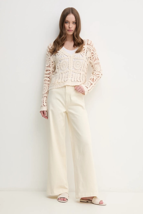 Pepe Jeans pamut kardigán OLYMPIA PL702273 bézs SS25
