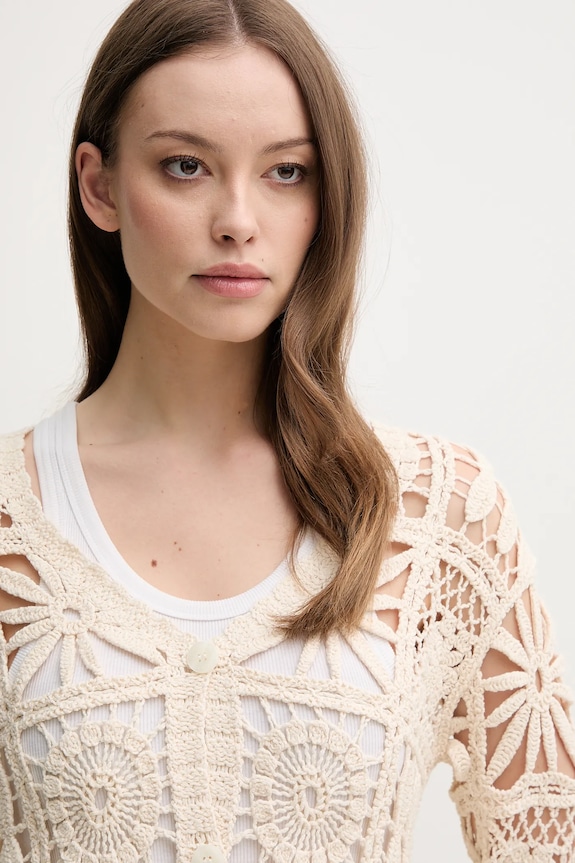 Pepe Jeans pamut kardigán OLYMPIA bézs PL702273