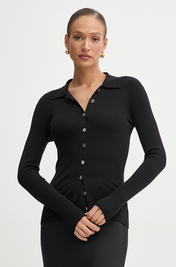 MICHAEL Michael Kors cardigan con aggiunta di seta a maglia fine nero MR56135GW2