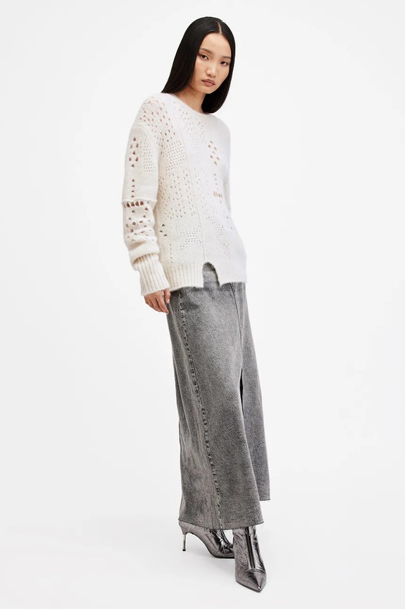 Vlnený sveter AllSaints WINNIE biela W111KB