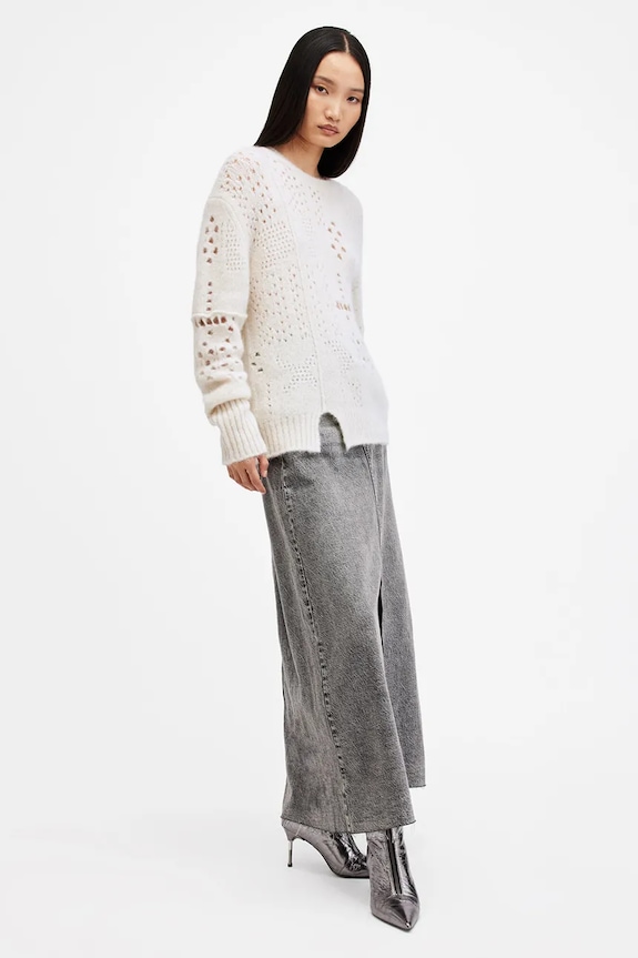 Vlnený sveter AllSaints WINNIE biela W111KB