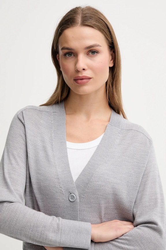 Vlněný kardigan United Colors of Benetton šedá 11AHD604R