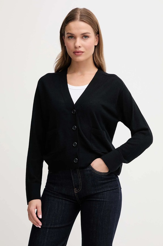 United Colors of Benetton cardigan din lână negru 11AHD604R