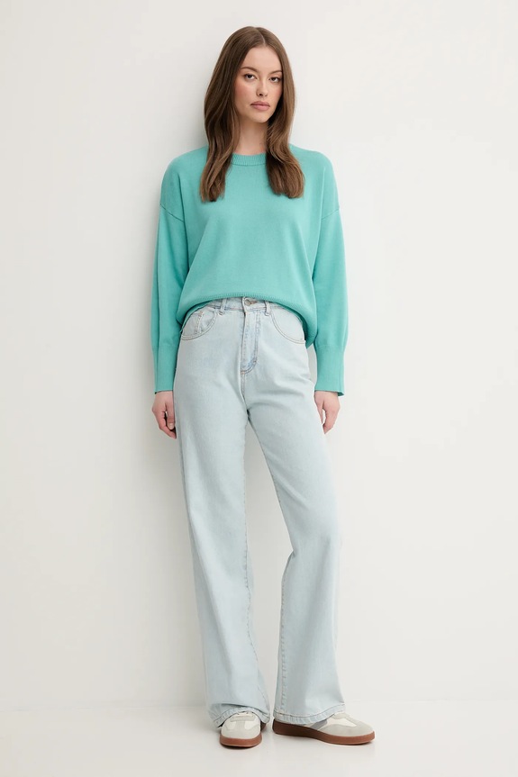 United Colors of Benetton pamut pulóver 1294D10DP türkiz SS25