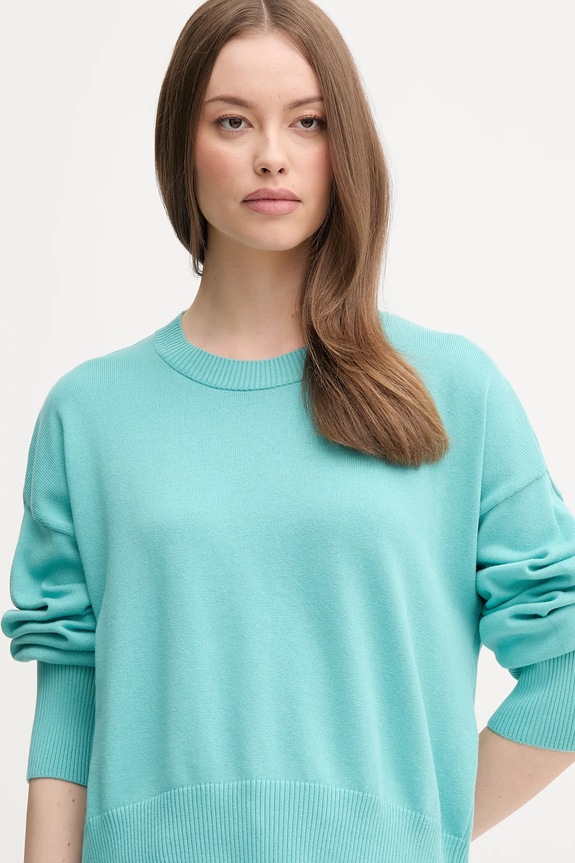 United Colors of Benetton pamut pulóver türkiz 1294D10DP