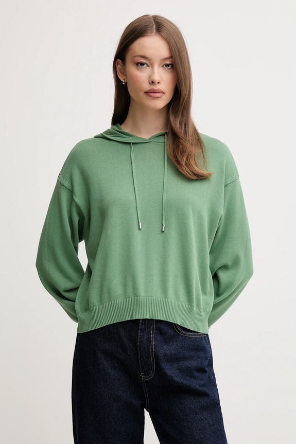 Bavlněný svetr United Colors of Benetton kulatý zelená 1294D203T