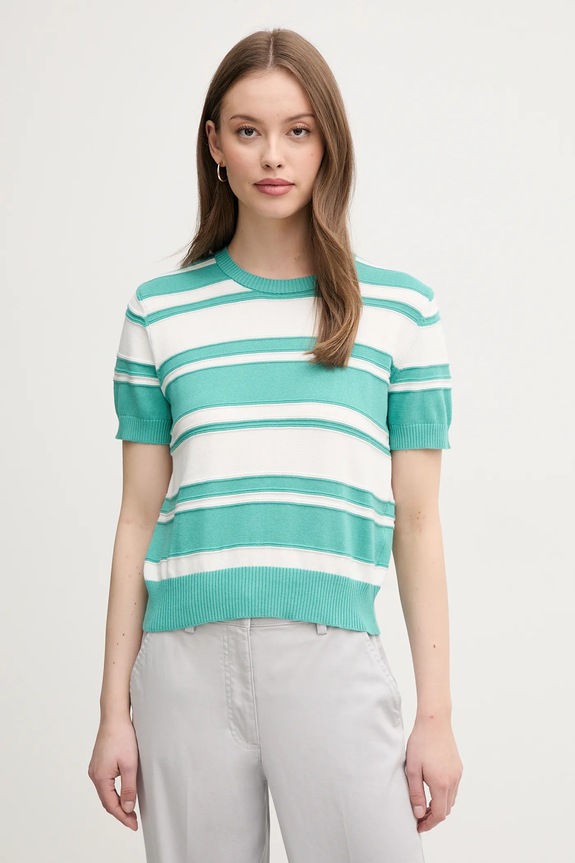 Bombažen pulover United Colors of Benetton Tanka turkizna 1294E10D0