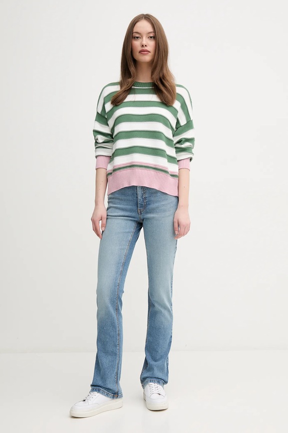 United Colors of Benetton pamut pulóver 1494E10CW zöld SS25