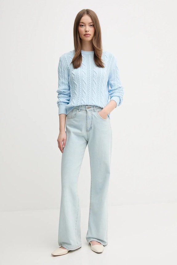 United Colors of Benetton pamut pulóver 1594D10D4 kék SS25