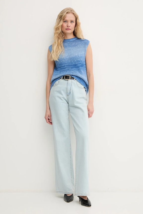 Pamučni pulover United Colors of Benetton 108FD10CL plava SS25