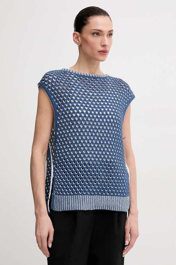 United Colors of Benetton mellény sima sötétkék 1194E10DE