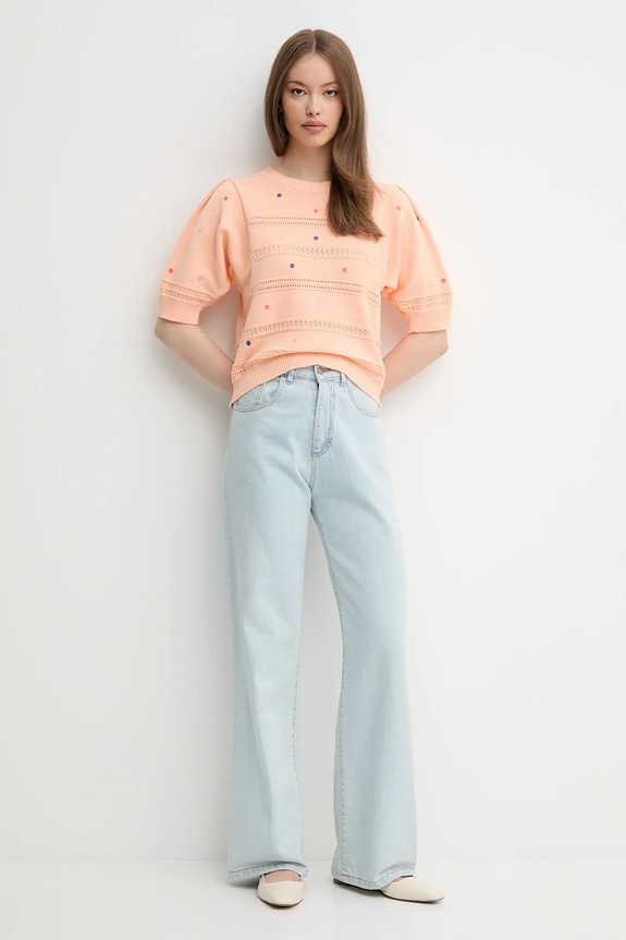 Βαμβακερό πουλόβερ United Colors of Benetton 10C1E10DO πορτοκαλί SS25