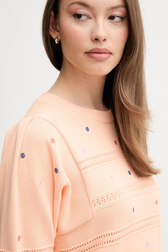 Βαμβακερό πουλόβερ United Colors of Benetton πορτοκαλί 10C1E10DO